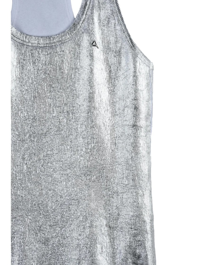 Cycle Silver Metallic Racerback Tank Top