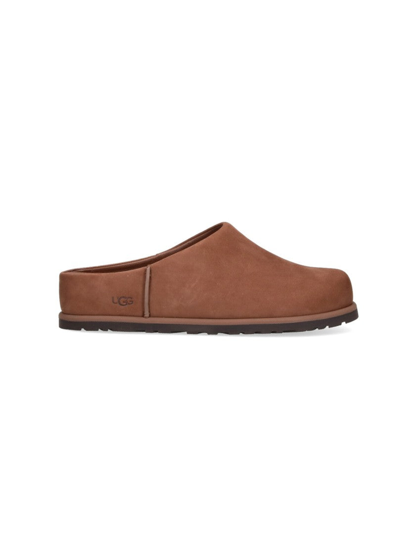 Ugg Brown Slip-On Embossed Logo Sandals