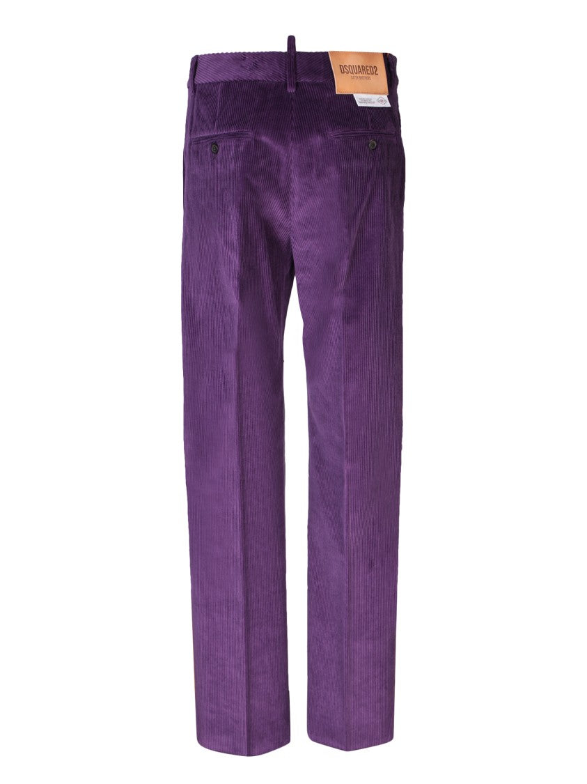 Dsquared2 Purple Cotton Velvet Trousers