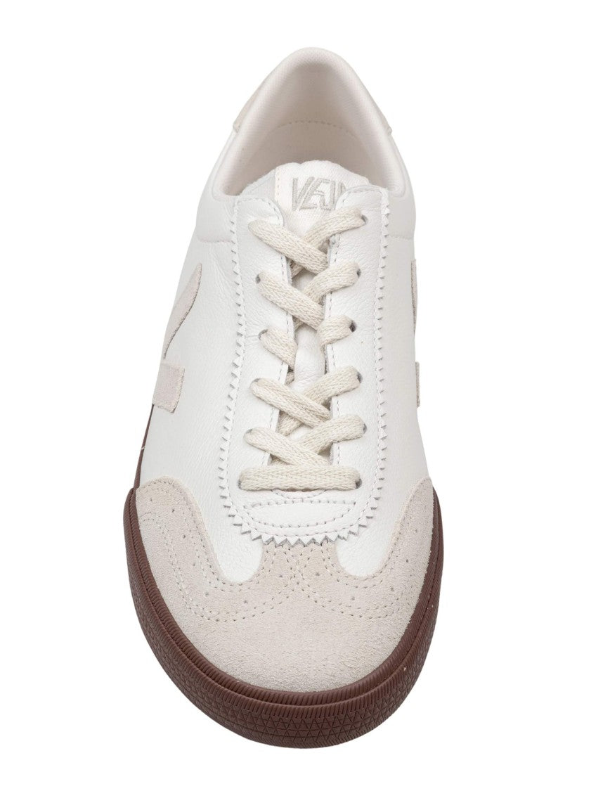 Veja White/Natural Leather/Suede Blend Volley Sneakers