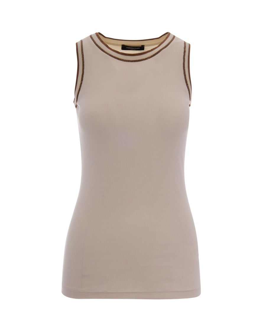 Fabiana Filippi Slim-Fit Ribbed Jersey Tank Top With Organic Cotton Trim