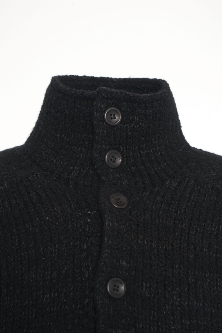 Hannes Roether Ribbed Knit Cardigan With High Collar