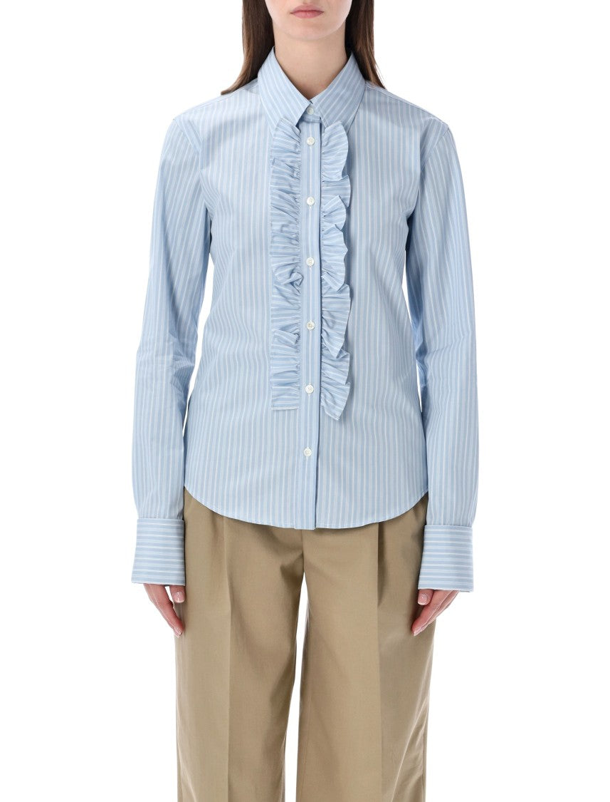 Ami Paris Ruffled Cotton Poplin Shirt
