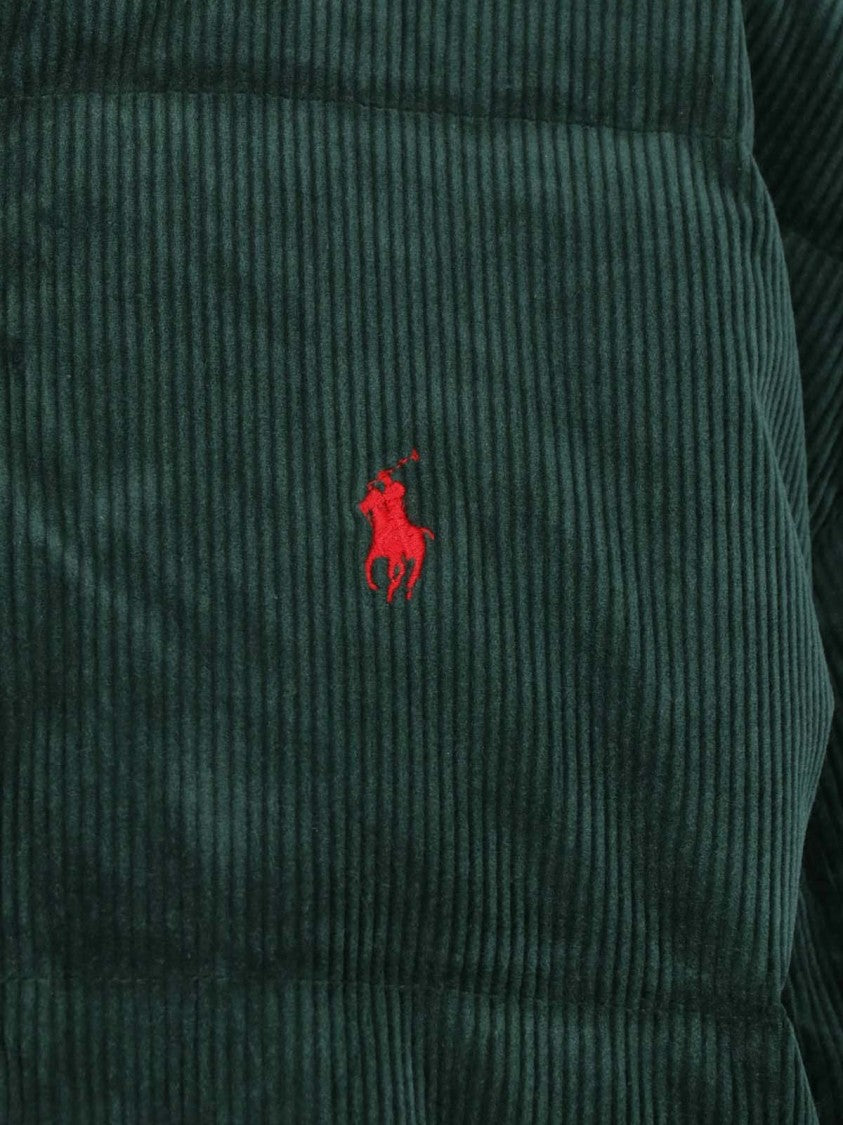 Polo Ralph Lauren Green Ribbed Cotton Velvet Padded Down Jacket