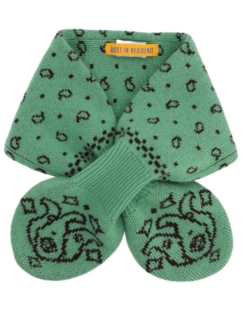 Guest In Residence Green Knitted Ornamental Wool-Cashmere Scarf