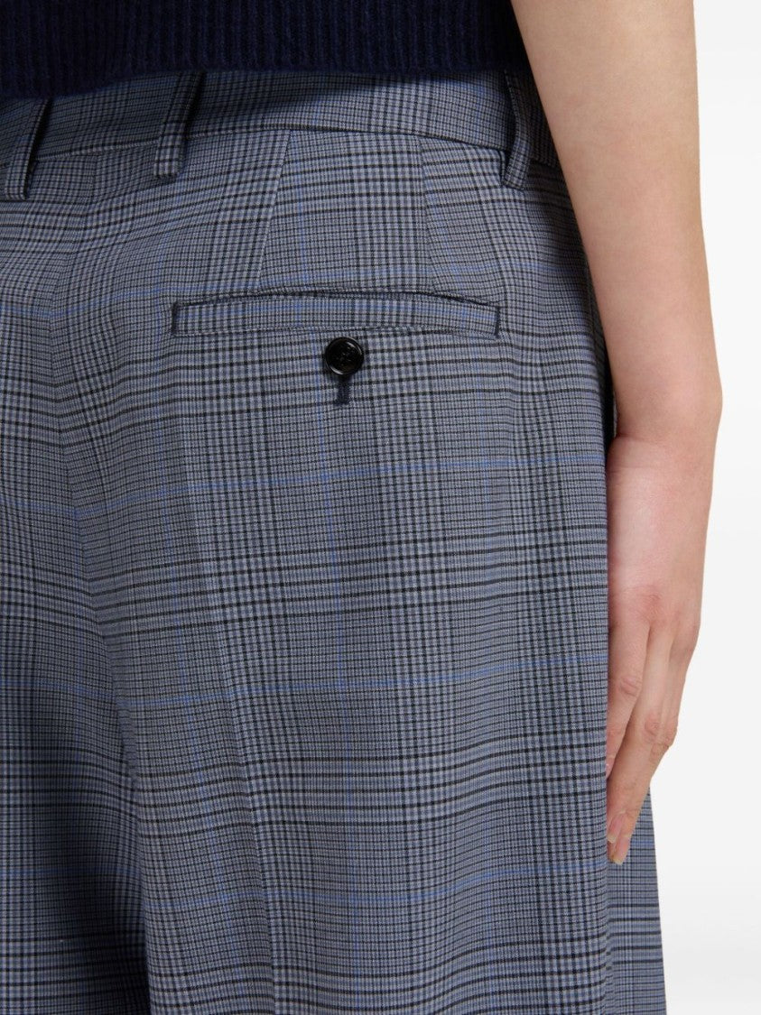 Marni Checked Wide-Leg Trousers With Front Pleats And Concealed Zip