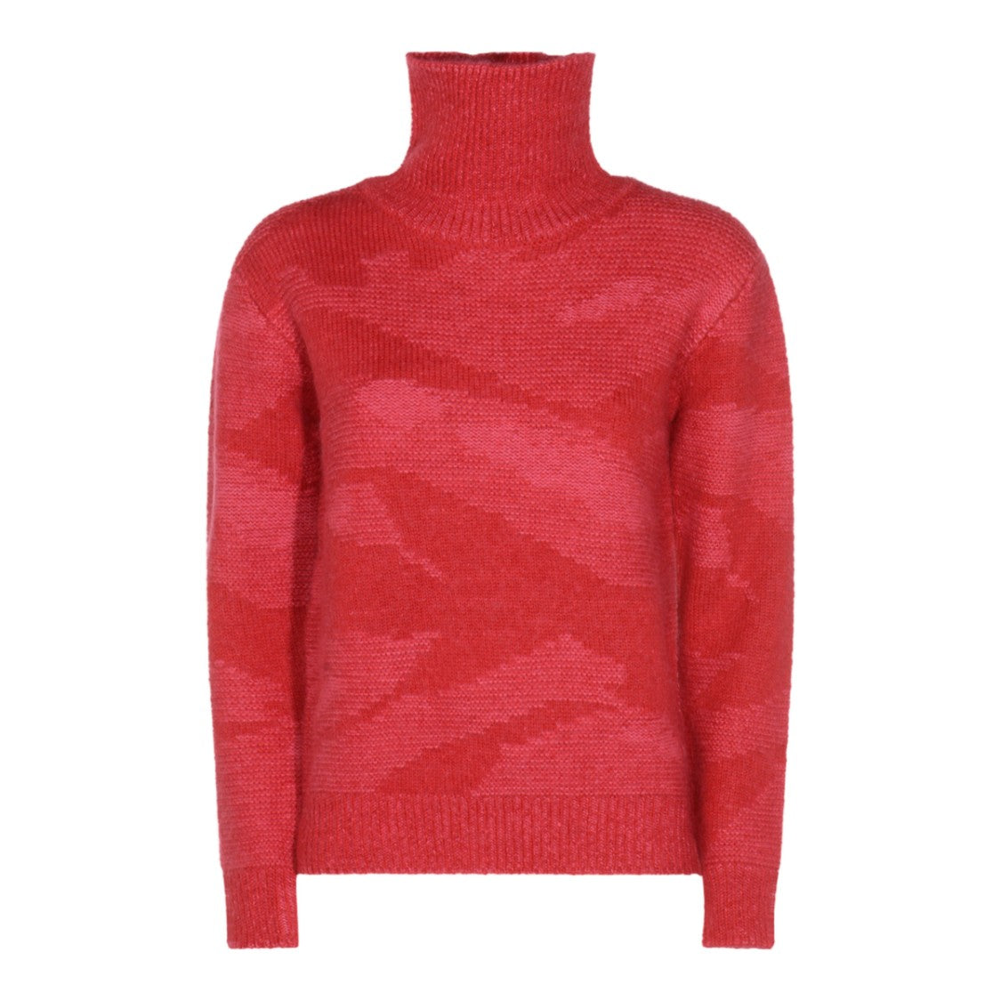 Add Textured Knit Sweater With High Turtleneck