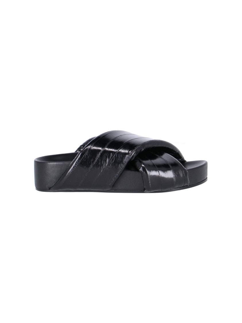 Jil Sander Crisscross Black Leather Sandals