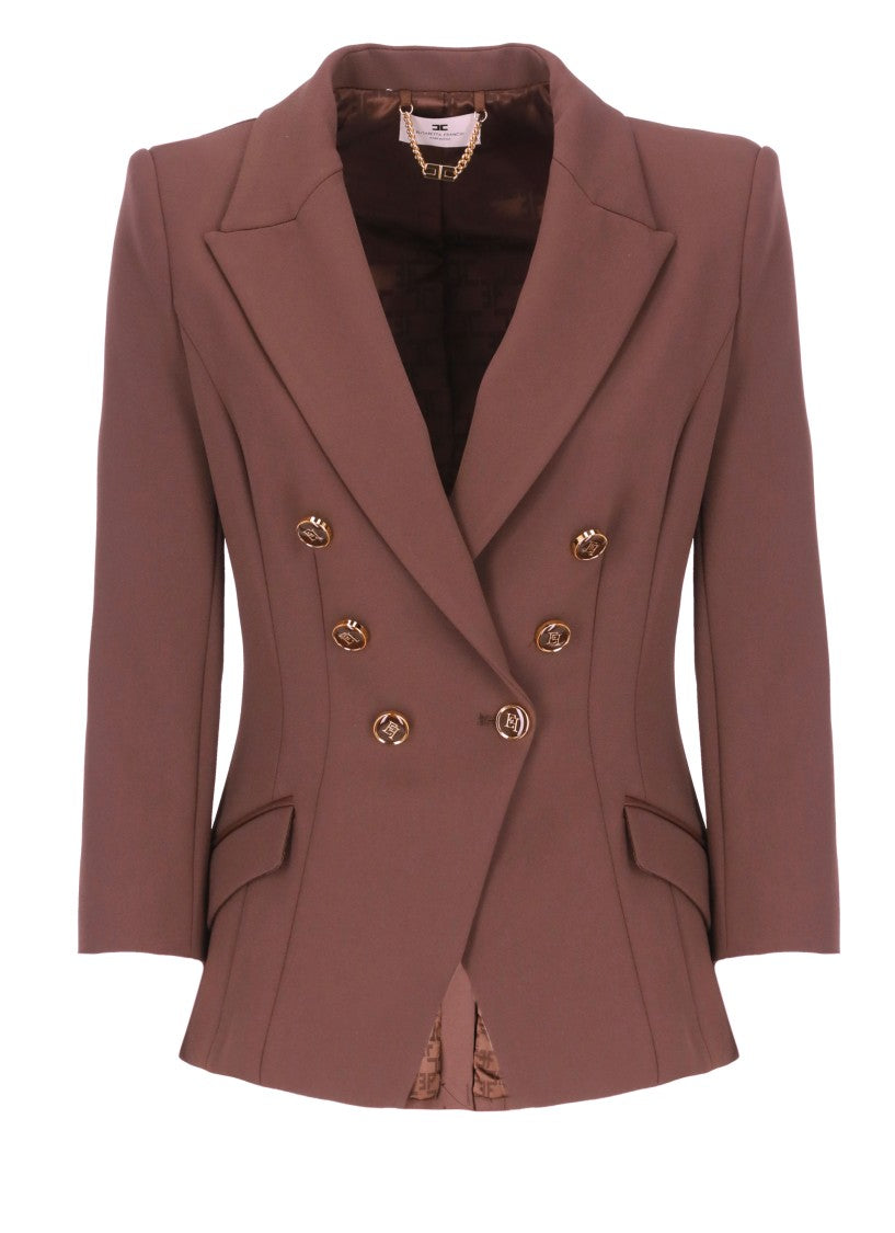 Elisabetta Franchi Crepe Double-Breasted Blazer
