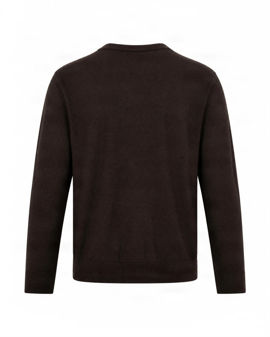 Ballantyne Brown V-Neck Buttoned Wool Cardigan