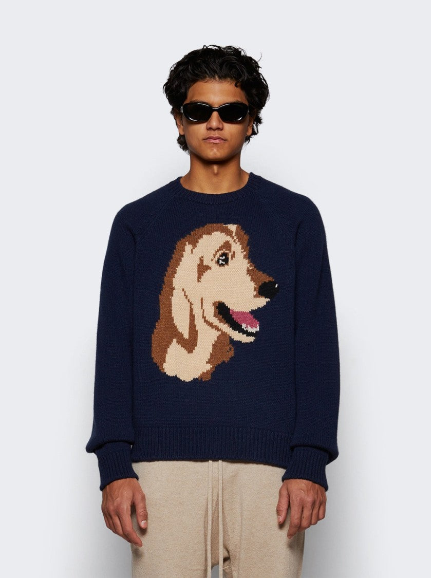 The Elder Statesman Retriever Raglan Sweater Navy