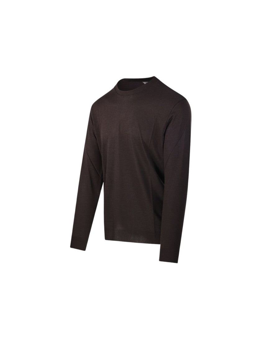 Altea Dark Earth Tone Lyocell-Blend Long-Sleeve T-Shirt
