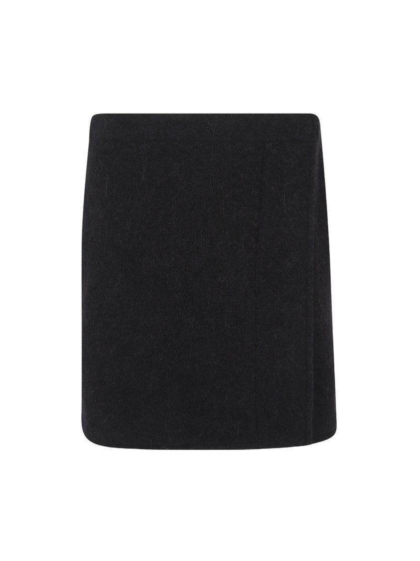 Lemaire Wrapover Skirt With Textured Wool-Polyester Blend