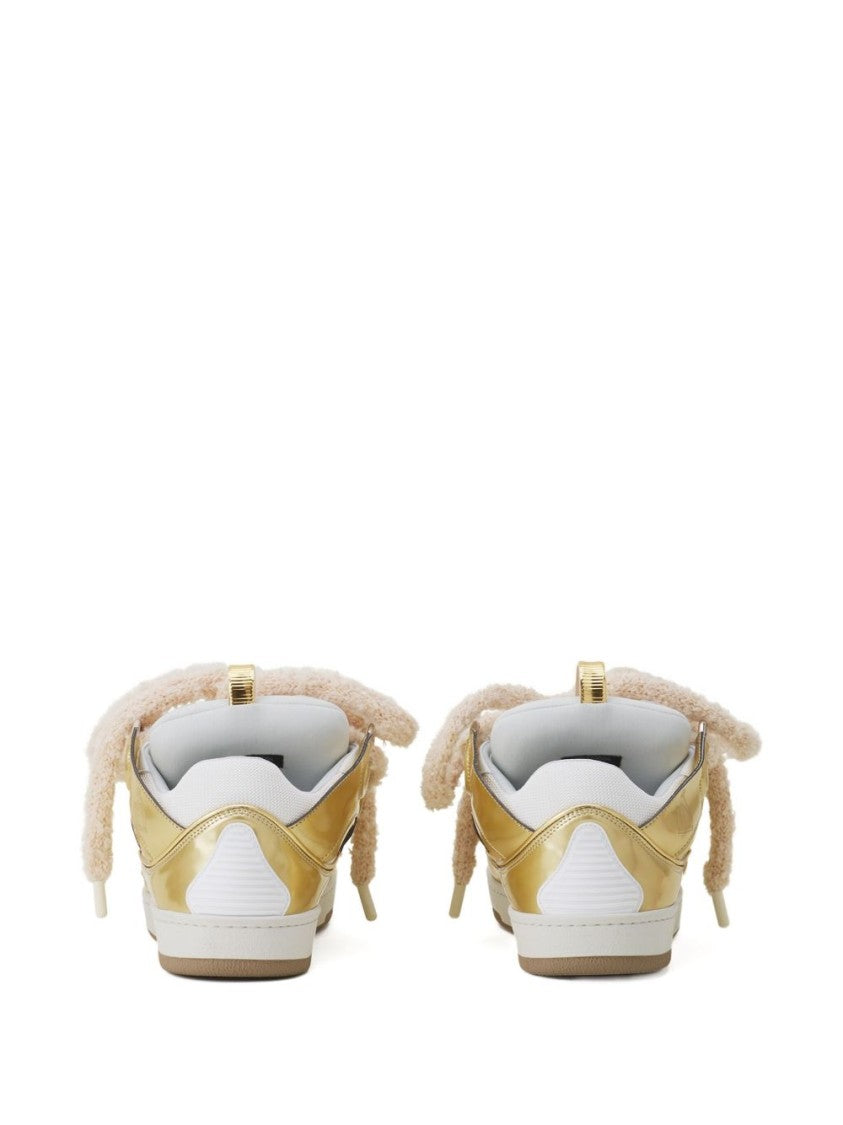 Lanvin Golden Silk And Nylon Lace Sneakers