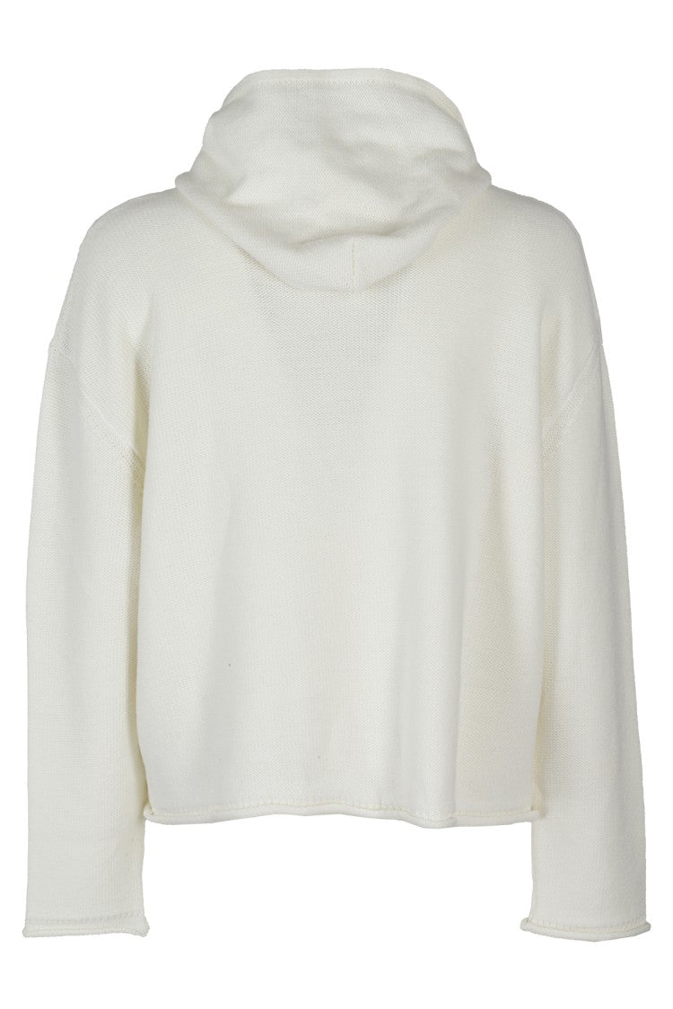 Mm6 By Maison Margiela Embossed Logo White Hooded Sweater