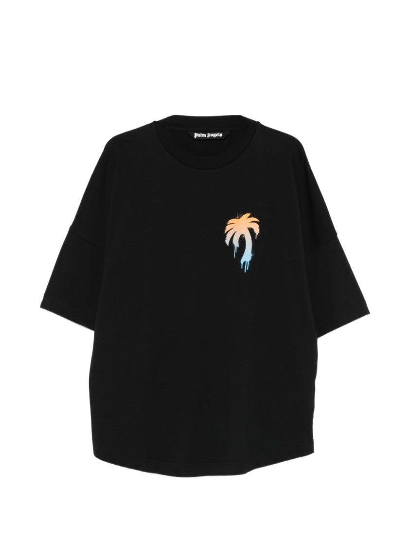 Palm Angels Oversized T-Shirt With Gradient Palm Tree Graphic
