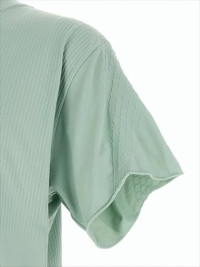 Mm6 By Maison Margiela Textured Green Short-Sleeve T-Shirt With Graphic Print