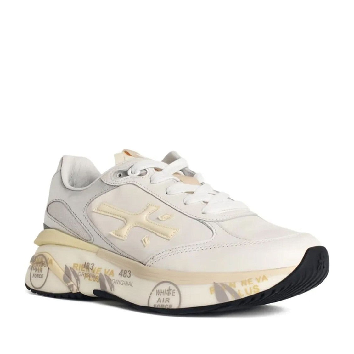 Premiata White Moerund Nylon Textured Sole Sneakers