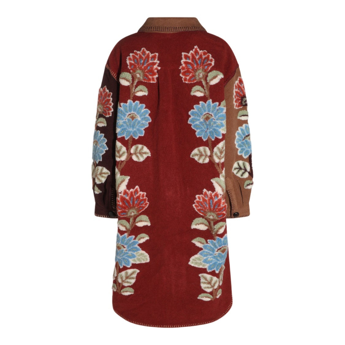 Farm Rio Patchwork Floral Whipstitch Long Coat