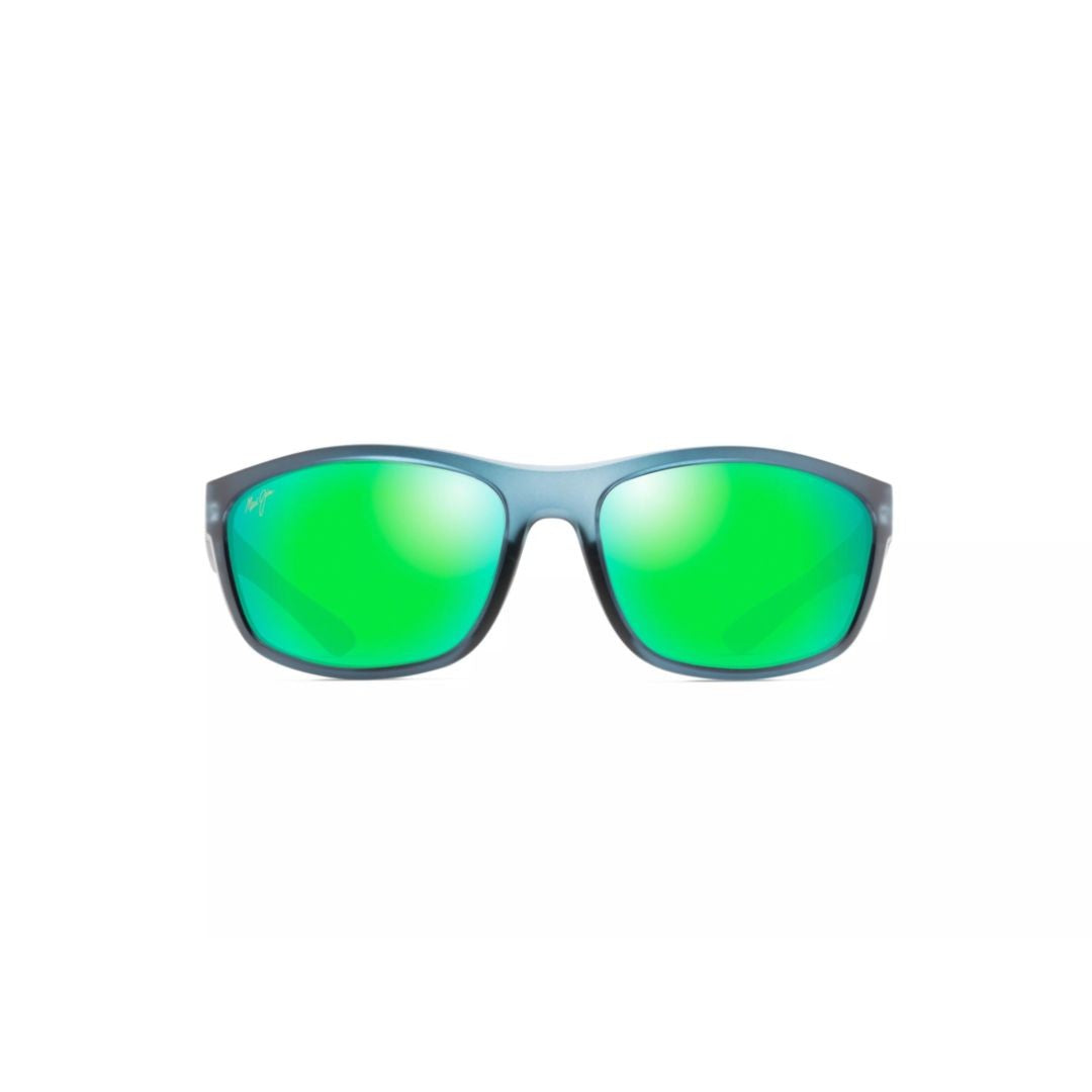 Maui Jim Nuu Landing Translucent Blue Frame With Reflective Green Lenses Sunglasses