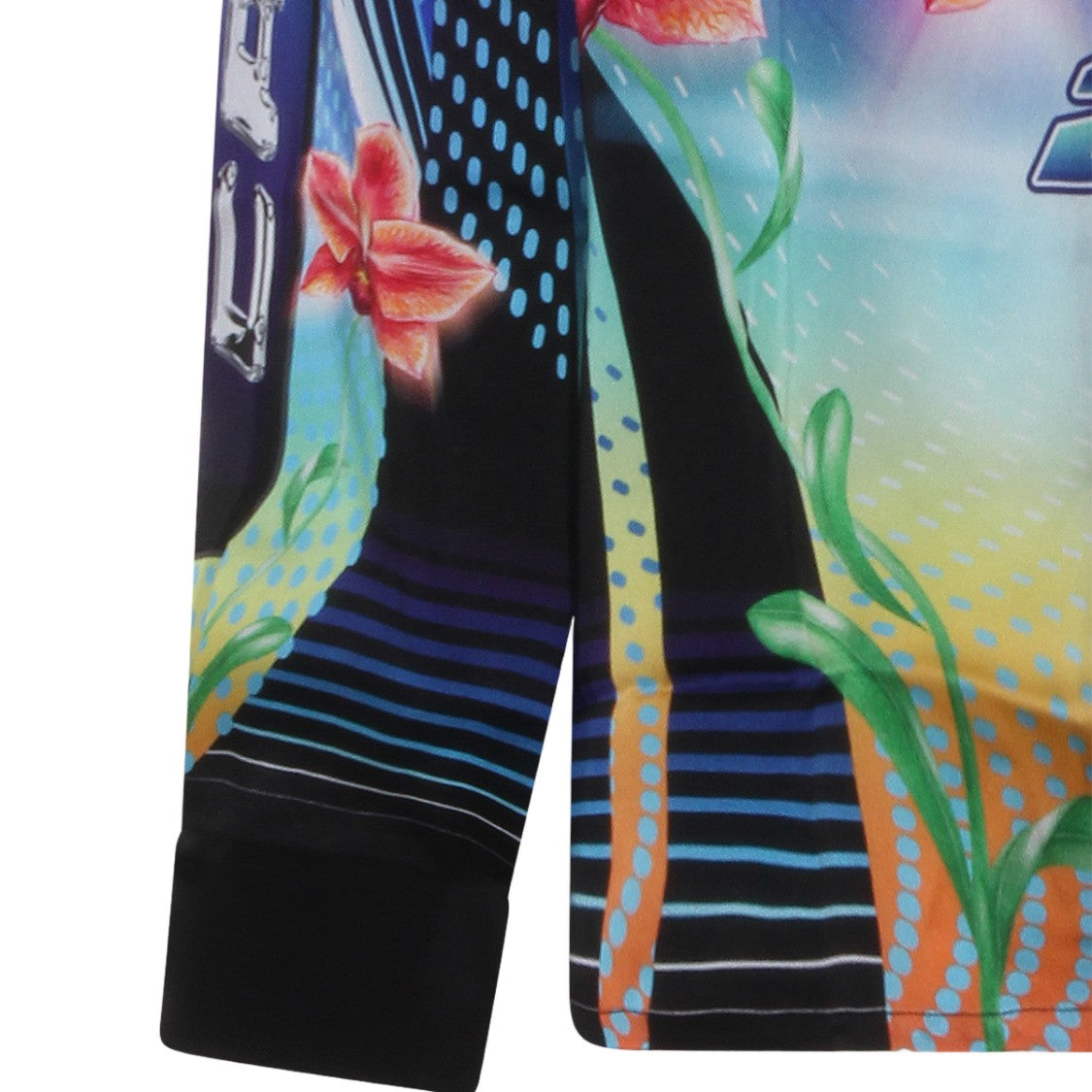 Casablanca Futuristic Red Orchid Motif Casual Shirt