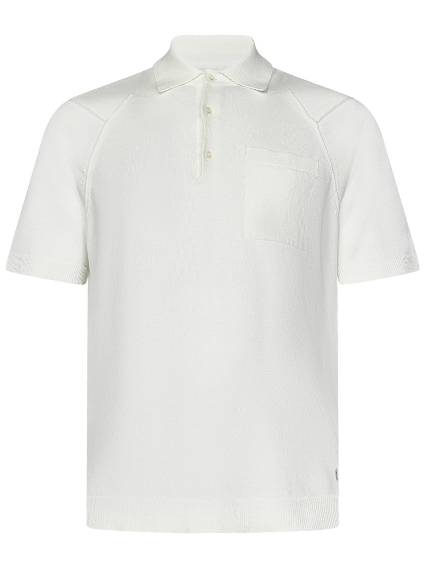C.P. Company White Polo Shirt With Chest Pocket