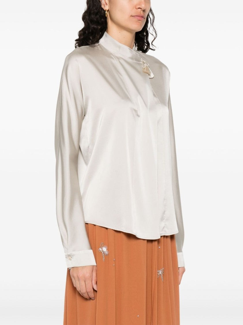 Forte Forte Silk Blend Long-Sleeved Shirt With Tassel Detail
