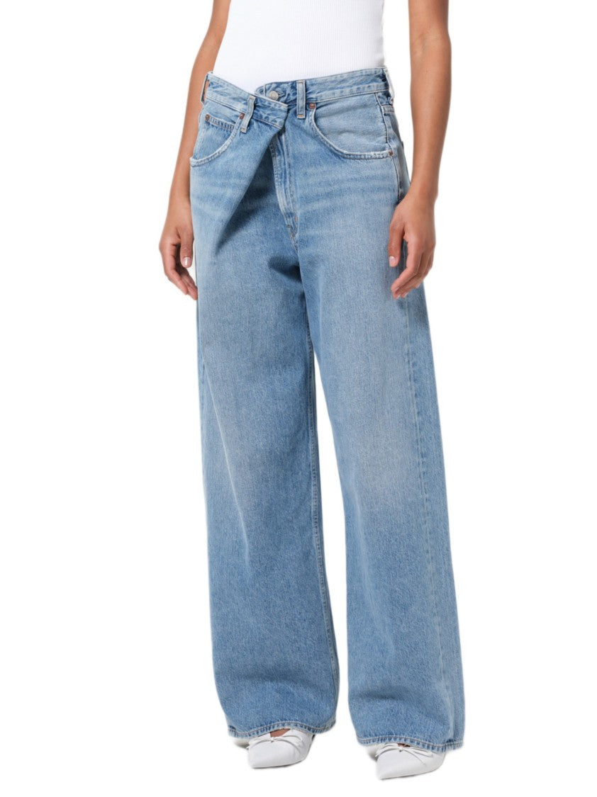 Agolde Light-Washed Wide-Leg Jeans With Asymmetrical Closure