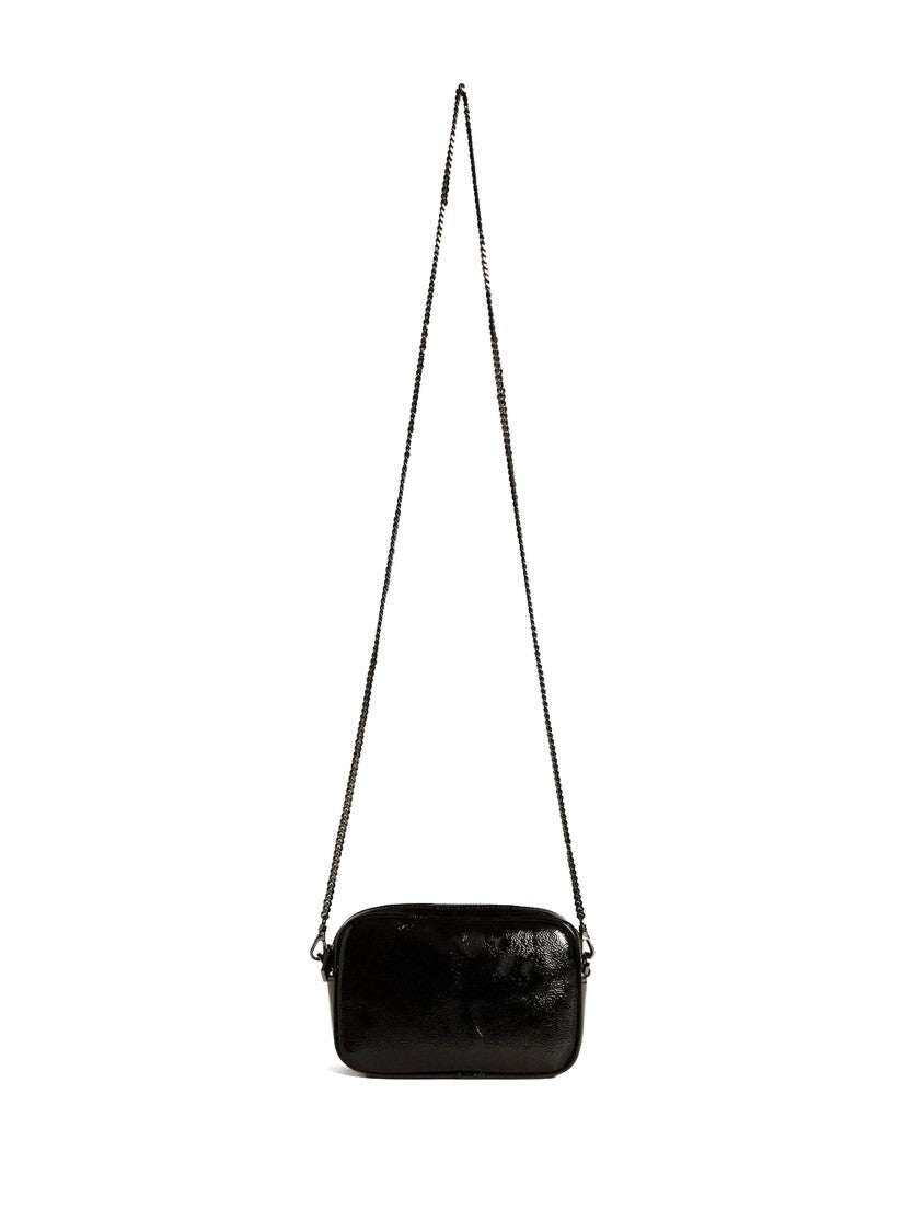 Golden Goose Compact Black Leather Bag With Embossed Star Design