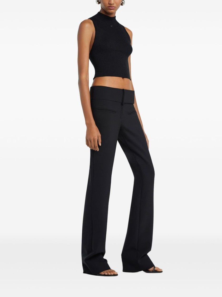 Courrèges Black Appliqué Logo Mock Neck Top