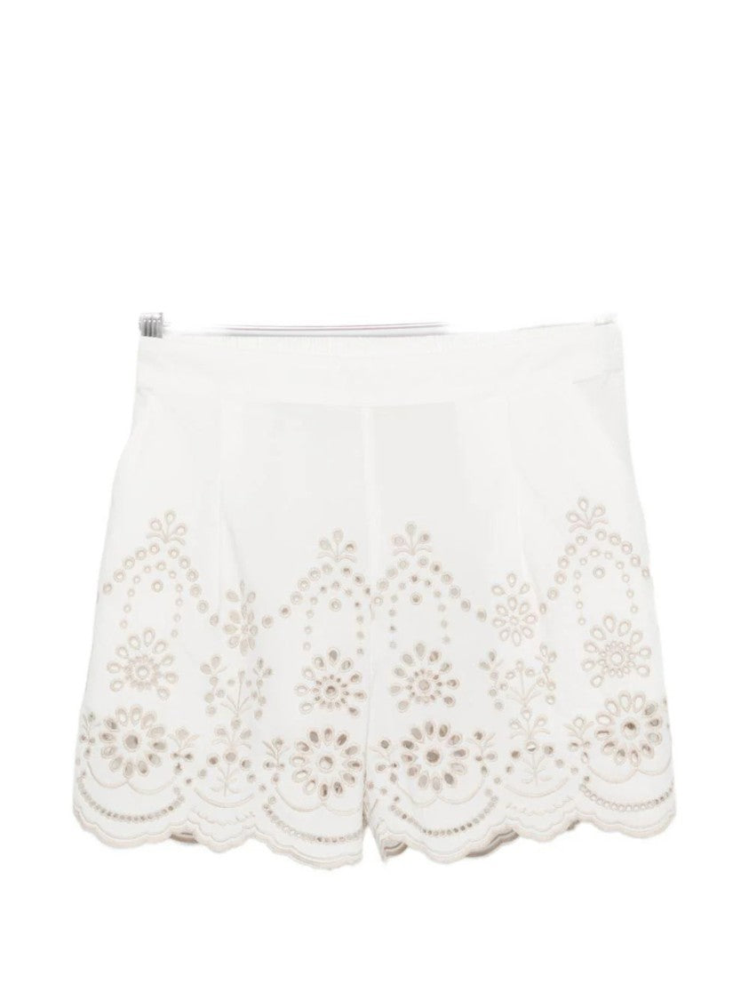 Mc2 Saint Barth High-Waisted Relaxed-Fit Shorts With Eyelet Embroidery