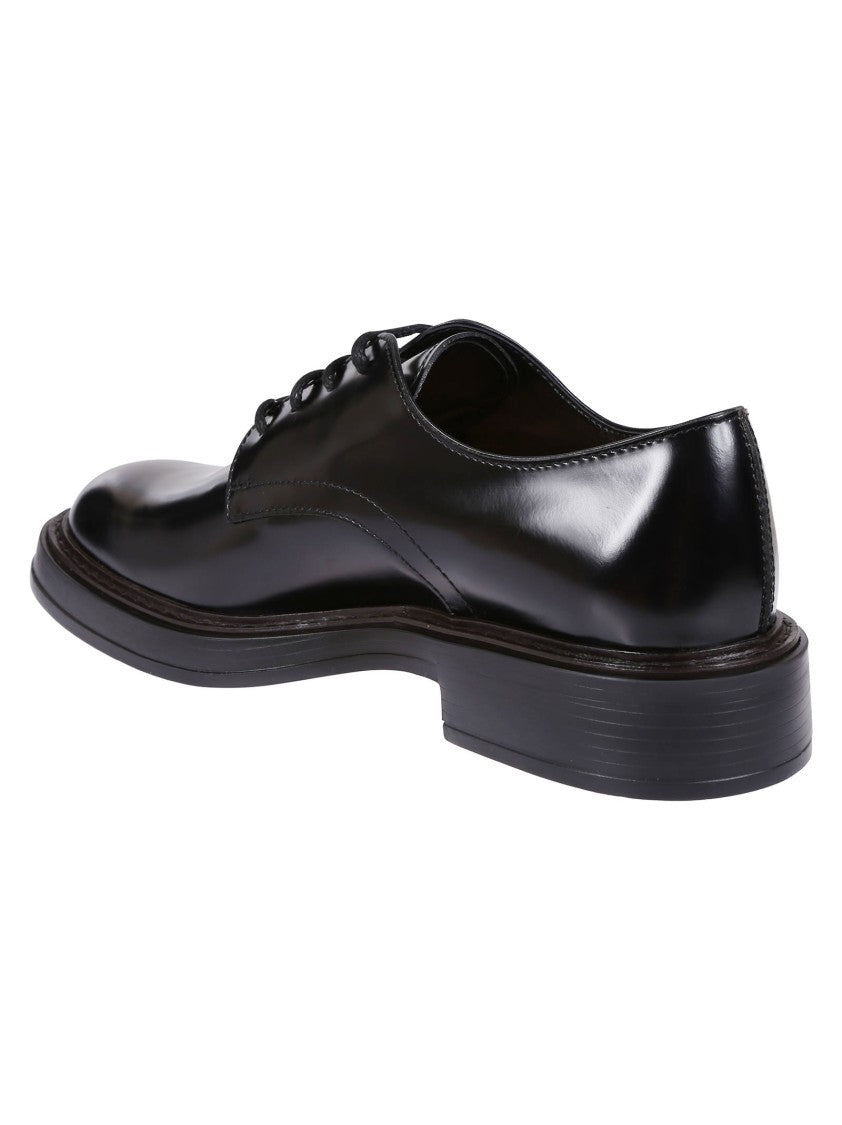 Tod's Polished Leather Derby Shoes With Classic Lace-Up Design