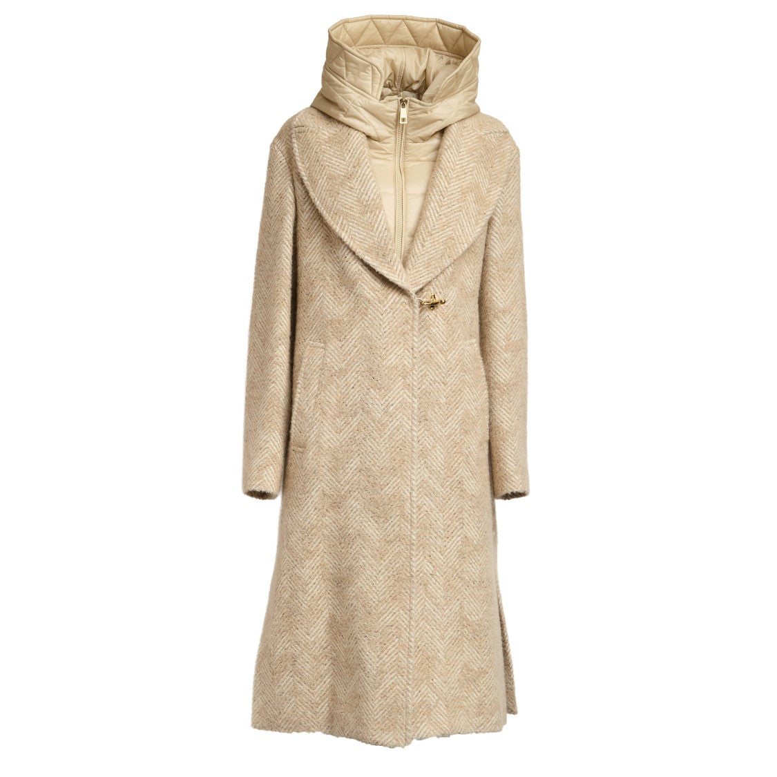 Fay Double-Front Wool And Mohair Blend Coat With Iconic Hook Closure