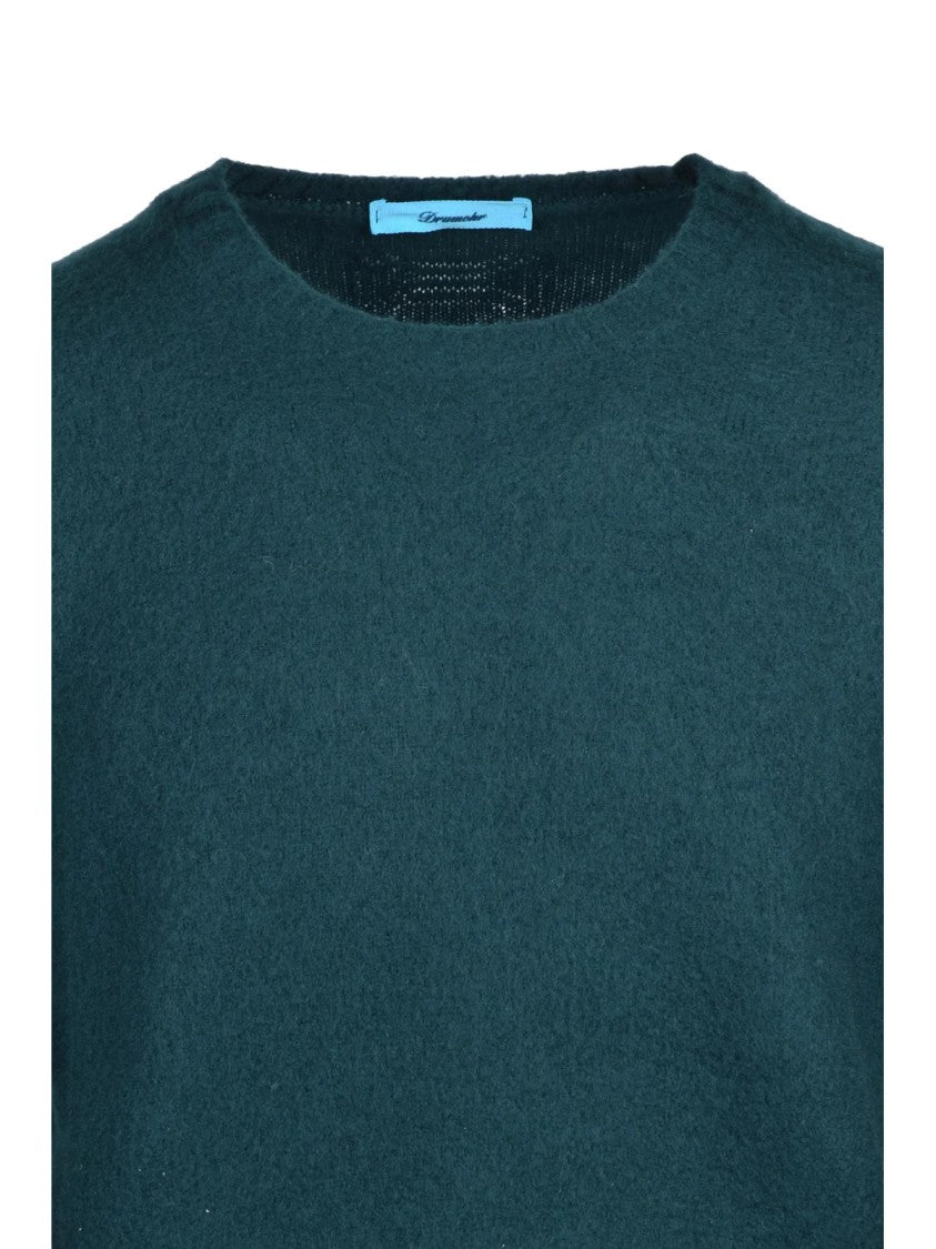 Drumohr Classic Deep Blue Wool Sweater With Crew Neckline