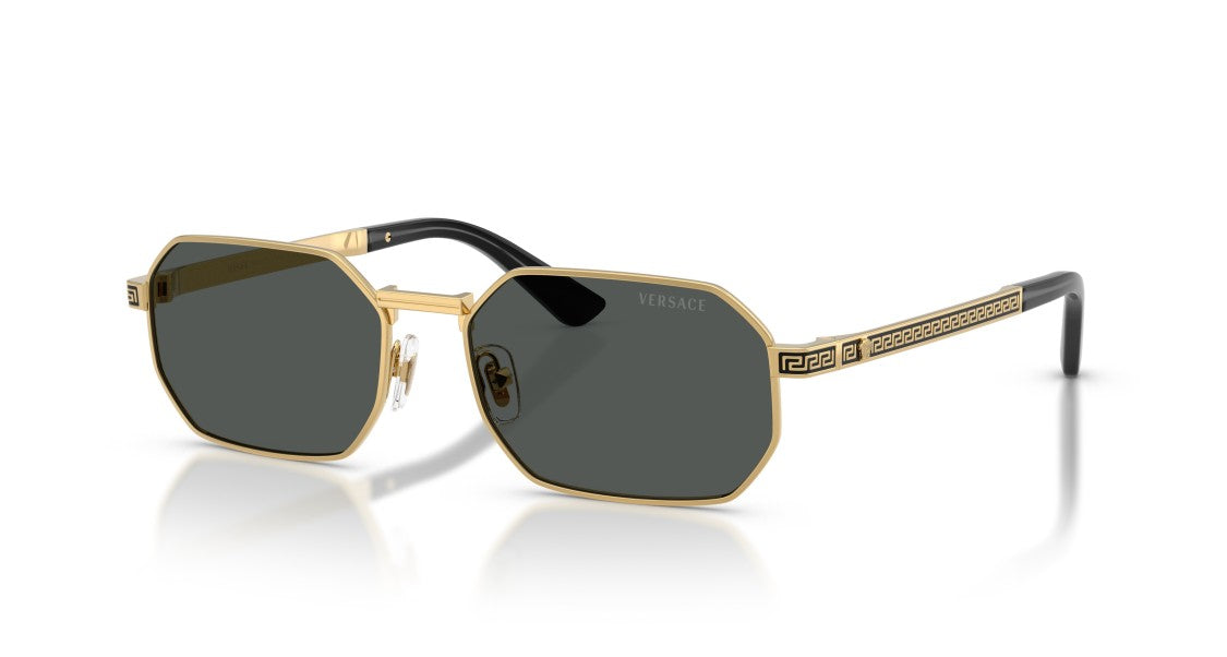 Versace Bold Geometric Frame Sunglasses With Greek Key Design