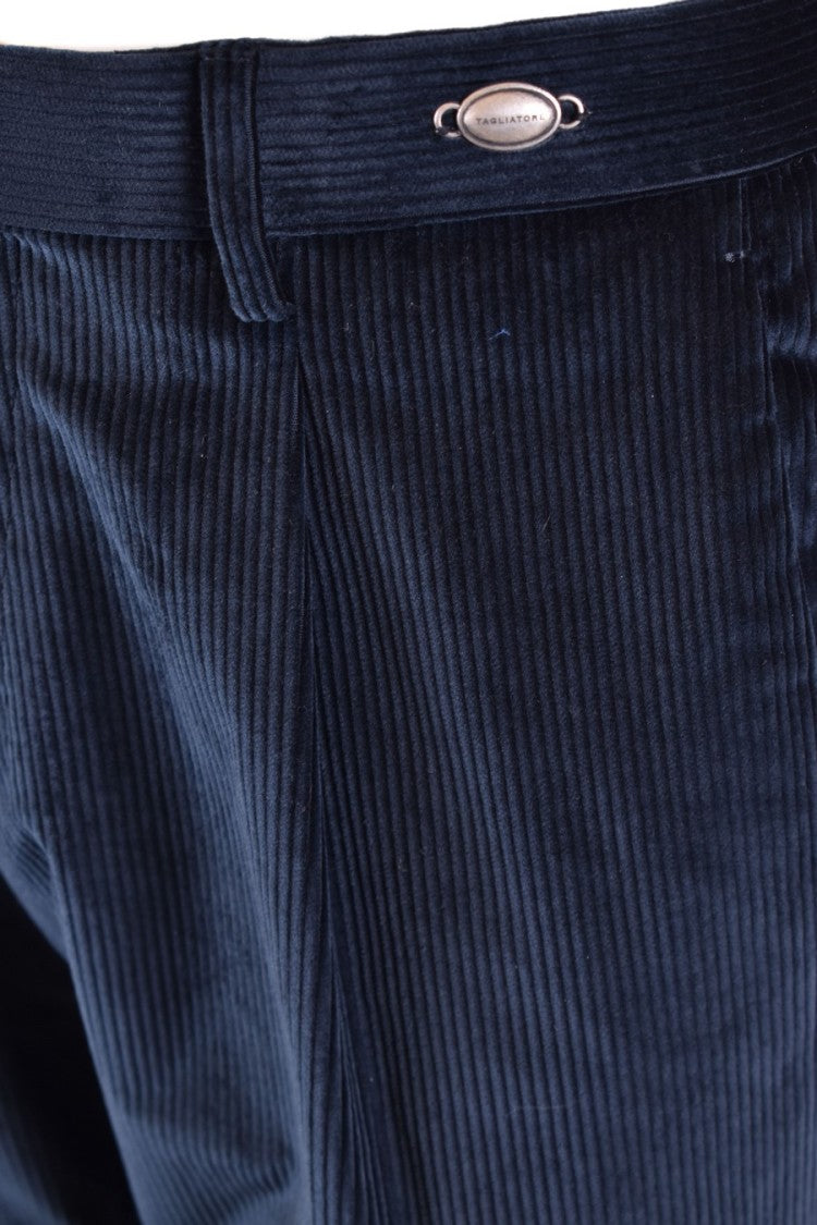 Tagliatore Tailored Blue Corduroy Trousers Front Pleats