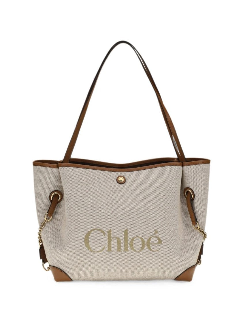 Chloé Textured Cotton Leather-Trimmed Tote Bag