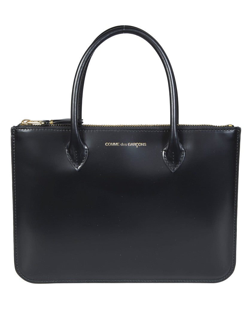 Comme Des Garçons Smooth Handles Glossy Zip Closure Handbag