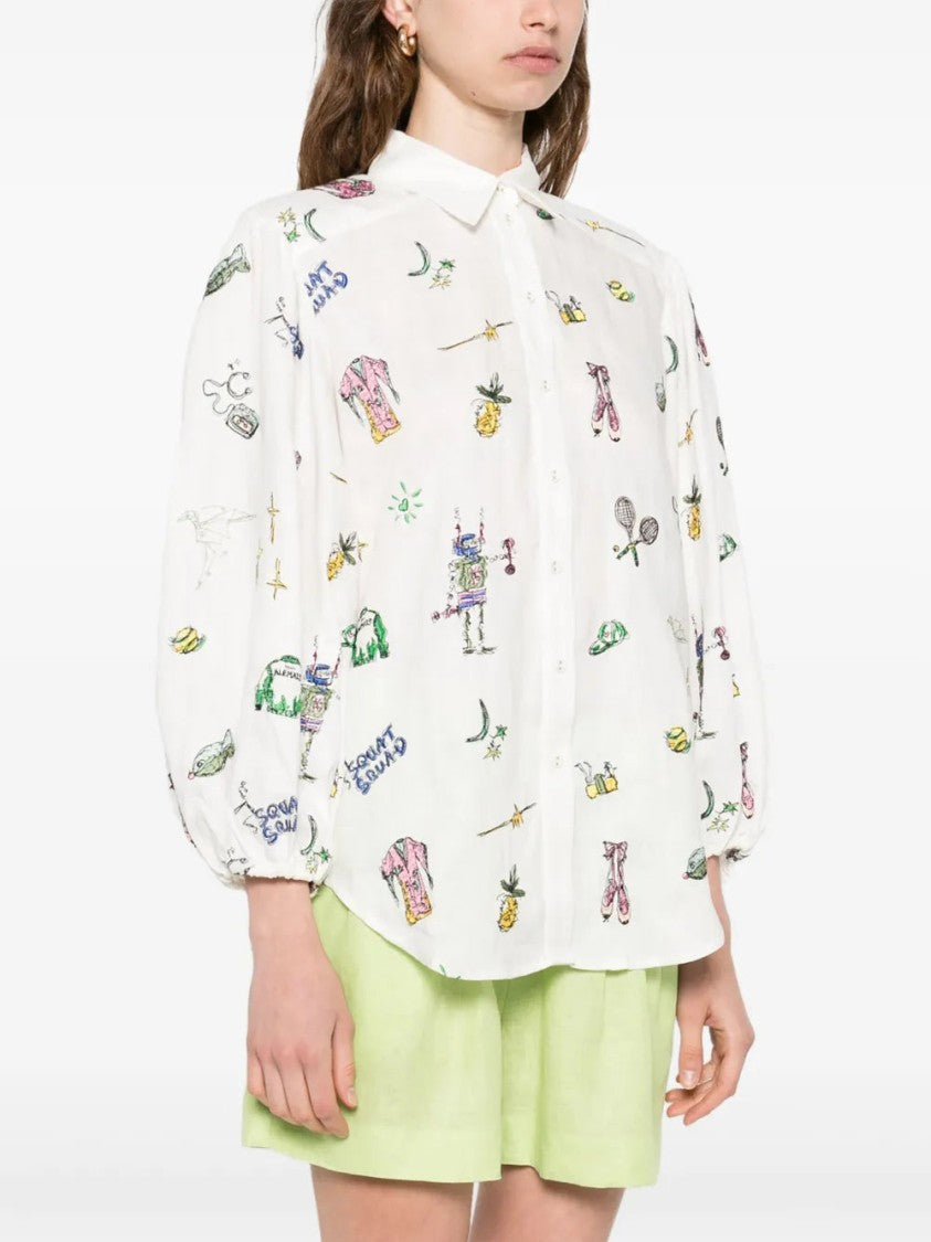 Alemais Playful All-Over Print Long Sleeve Shirt With Buttoned Cuffs