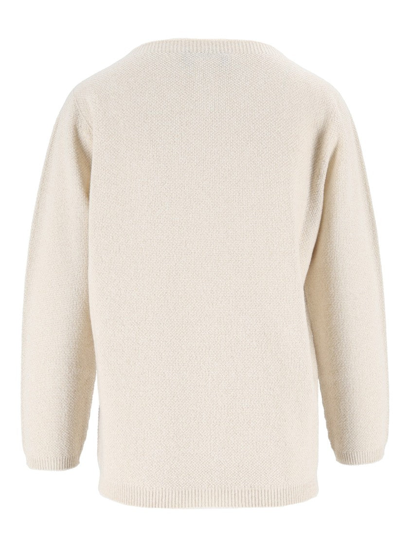Fabiana Filippi Boat Neck Platinum Lurex Knit Sweater