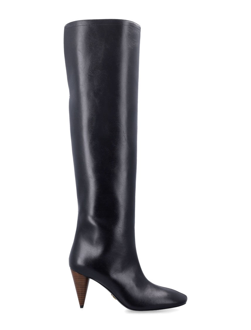 Stella Mccartney Knee-High Boots With Conical Wooden Effect Heel