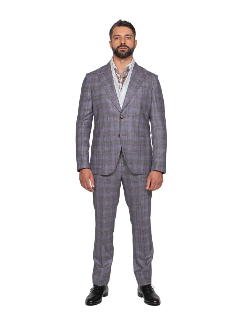 Etro Roma Checkered Paisley Lined Two-Piece Suit