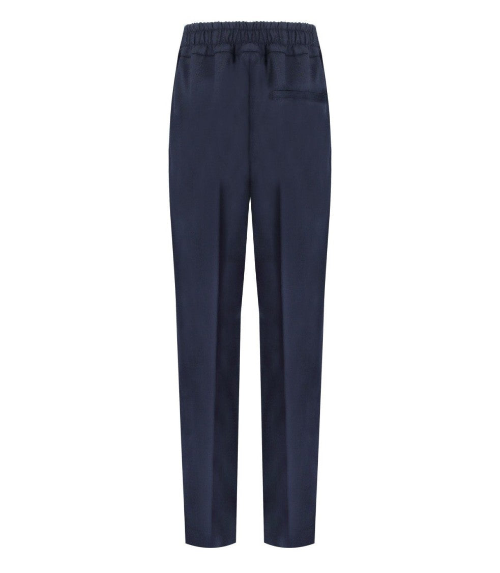 Cruna Midnight Blue Virgin Wool Trousers With Flap Pockets