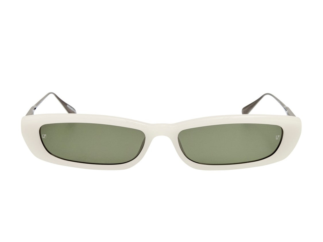 Linda Farrow White Lfl1664 Glossy Acetate Rectangular Sunglasses