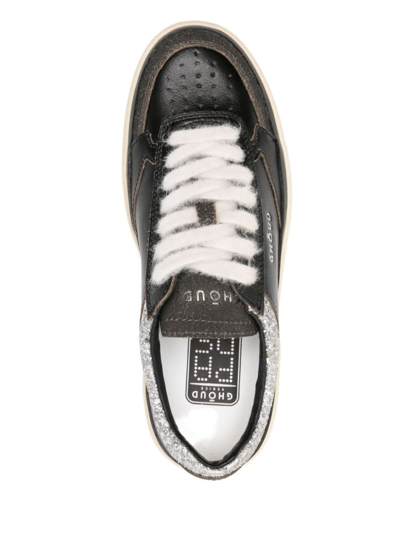 Ghoud Low-Top Black Leather Sneakers