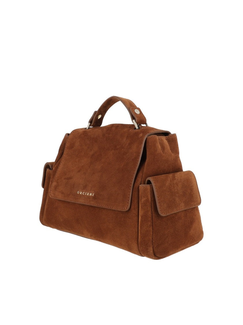 Claudio Orciani Sveva Cargo S Peach + Gold Suede Handbag