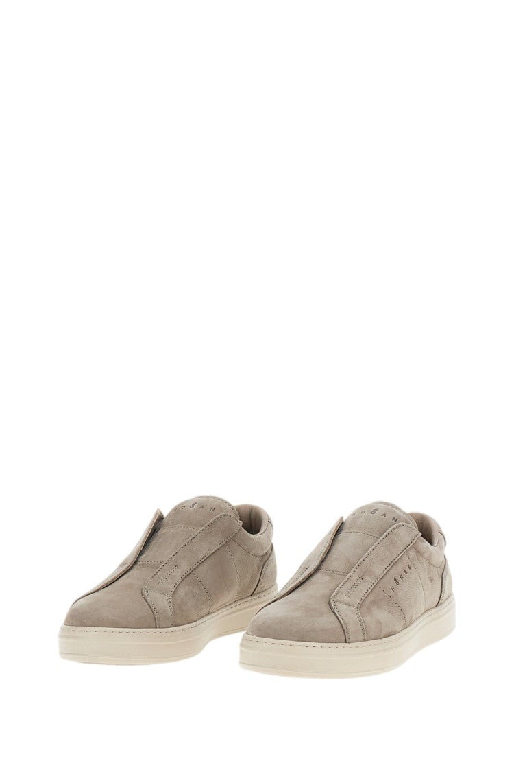 Hogan Gray Nubuck Leather Slip-On Sneakers