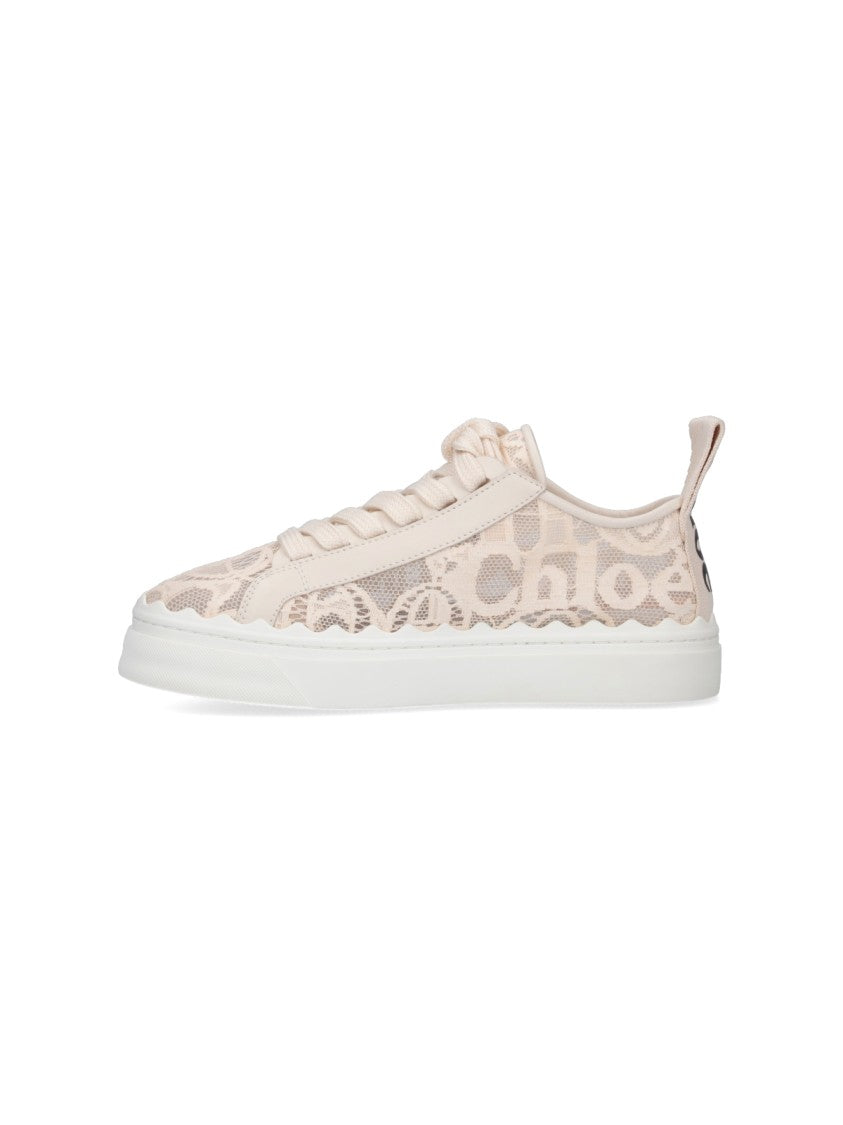 Chloé Beige Lauren Embroidered Mesh Sneakers