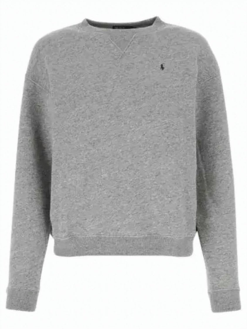 Polo Ralph Lauren Cropped Fleece Sweatshirt With Ribbed Accents And Embroidered Logo