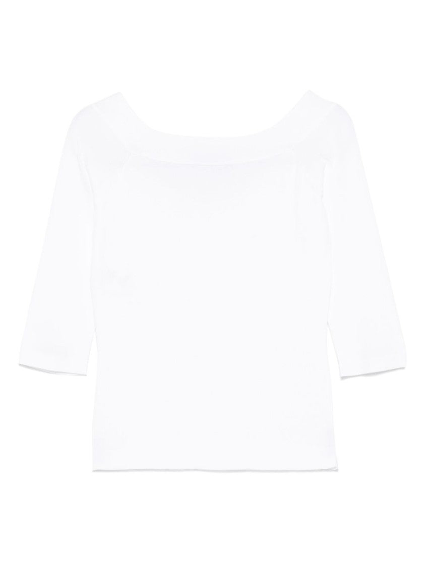 Dexterior Floral Embroidered White Top With Three-Quarter Sleeves
